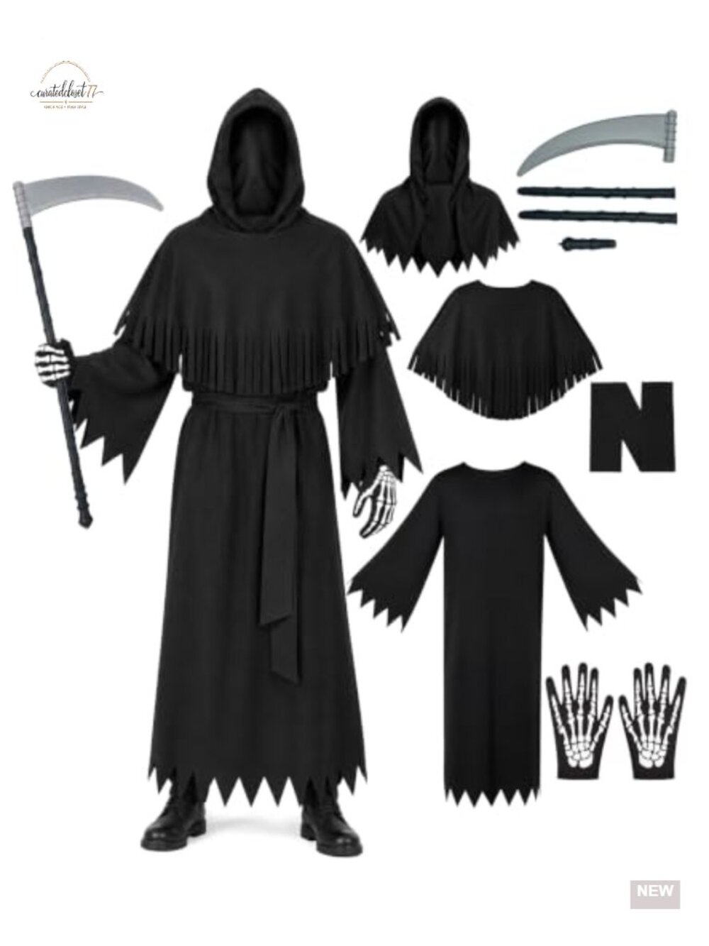 Adult Grim Reaper Costume 6pc Phantom Robe Set